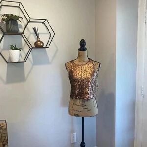 Bar III Sequined Crop Top - Copper